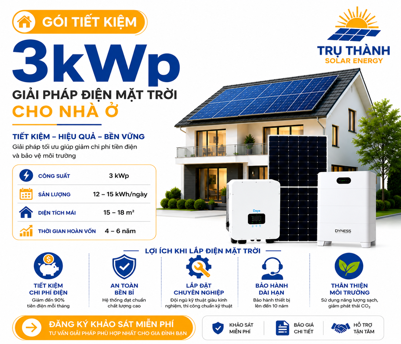 Gói điện mặt trời 3kWp