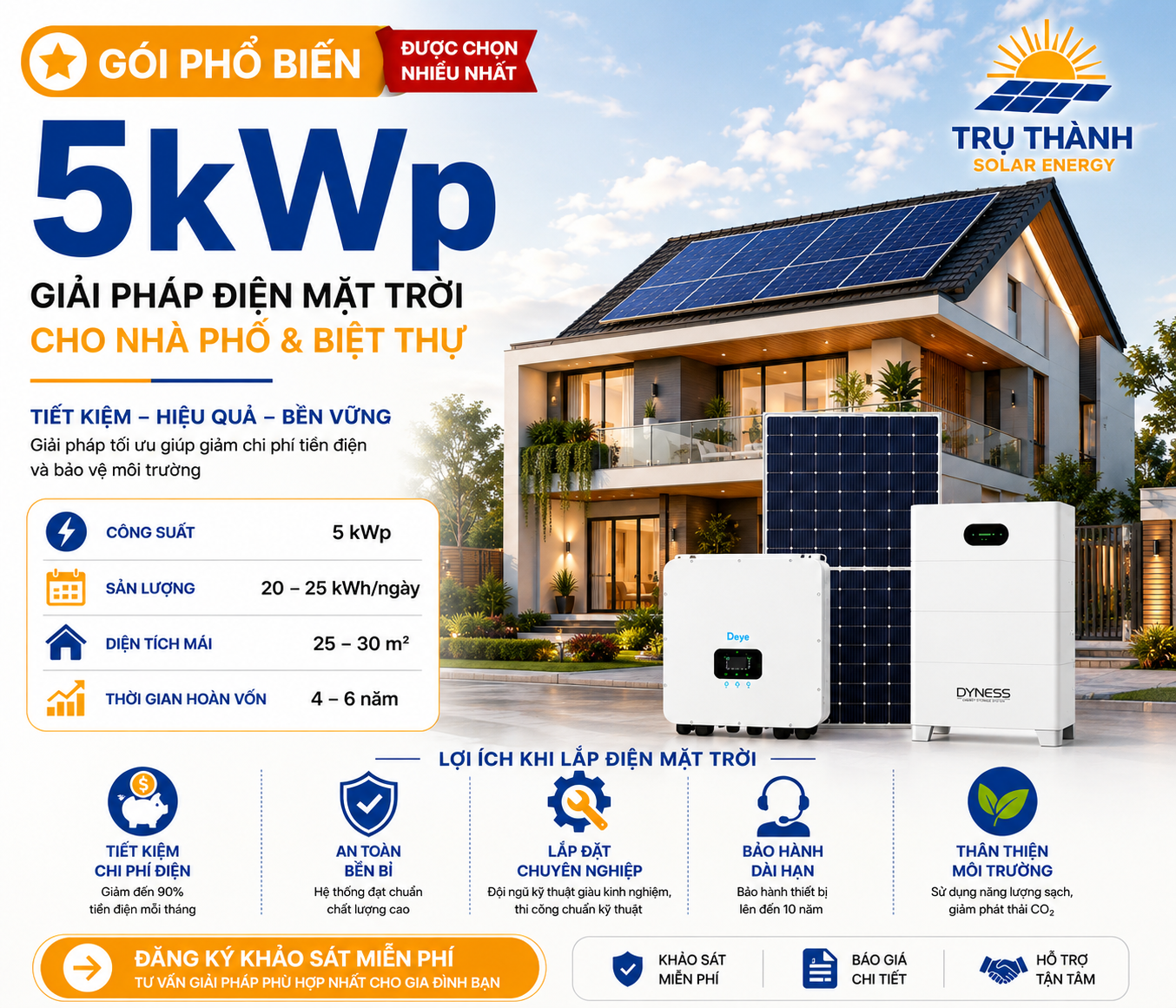 Gói điện mặt trời 5kWp